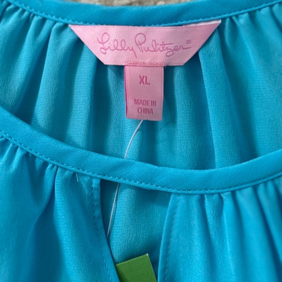 Lilly Pulitzer Tillie Top in Searulean Blue Silk, Size XL - Picture 7 of 8